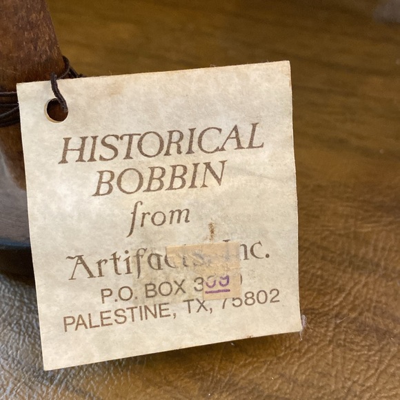 Vintage Textile Mill Industrial Wooden Bobbin, with historic description - Picture 2 of 5